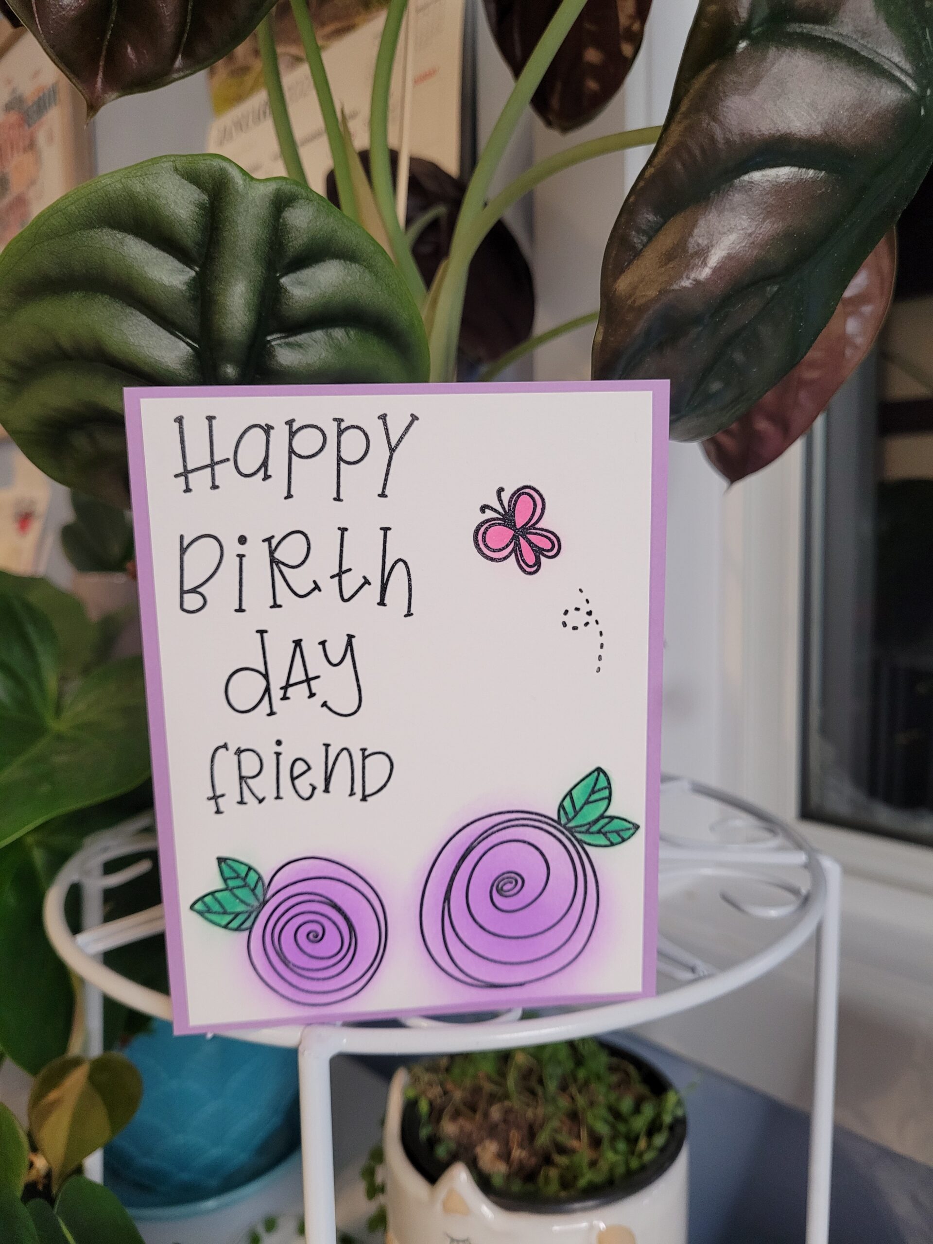 Friend Birthday with Purple Flowers